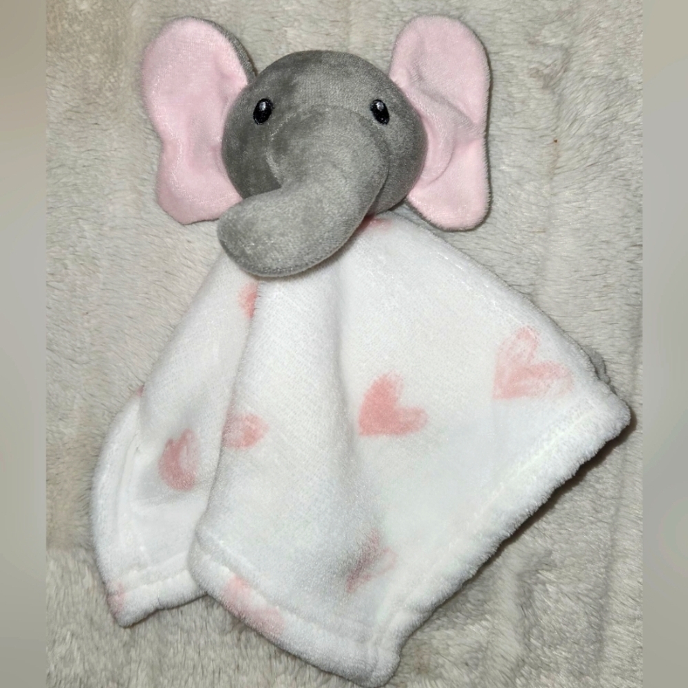 Lila & Jack Elephant Heart Security Blanket Lovey Lovie Plush Rattle 12"x12"